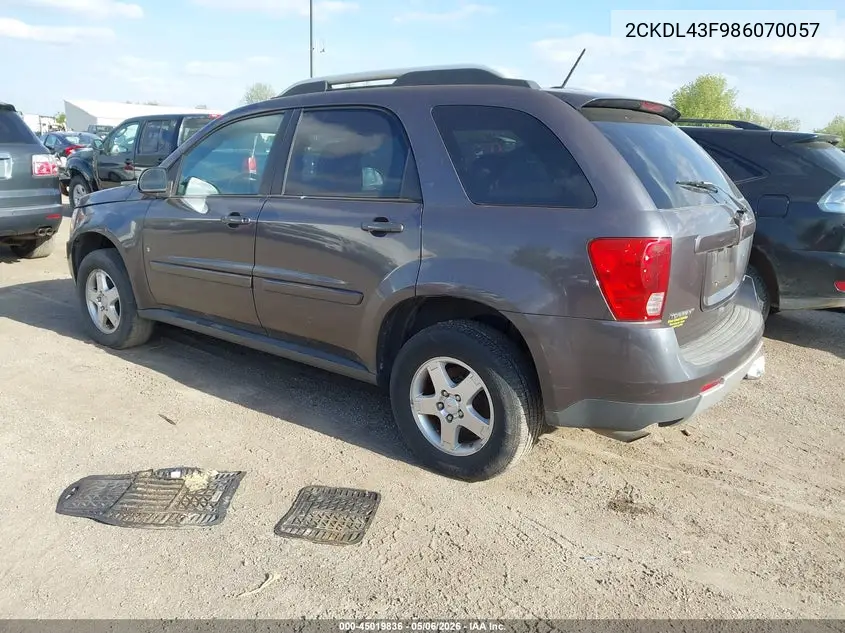 2008 Pontiac Torrent VIN: 2CKDL43F986070057 Lot: 45019836