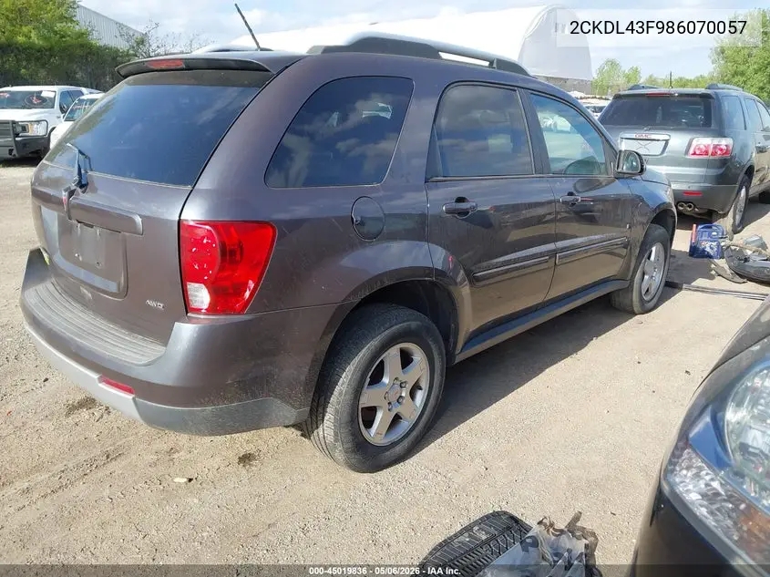 2008 Pontiac Torrent VIN: 2CKDL43F986070057 Lot: 45019836