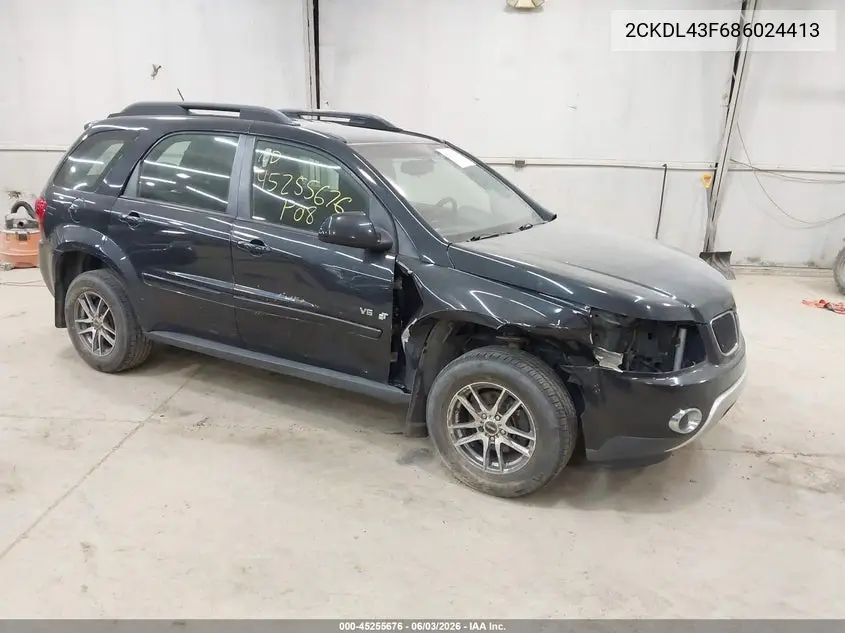 2008 Pontiac Torrent VIN: 2CKDL43F686024413 Lot: 45255676