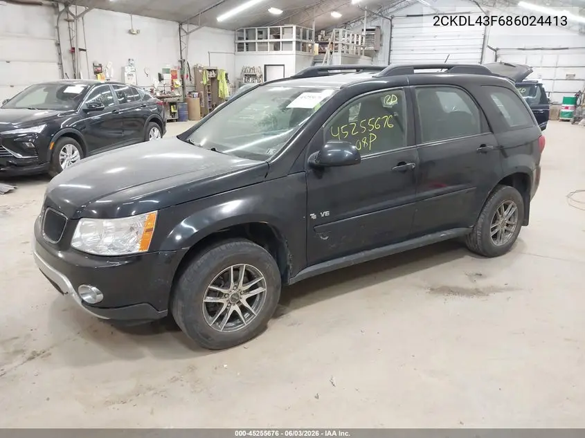 2008 Pontiac Torrent VIN: 2CKDL43F686024413 Lot: 45255676