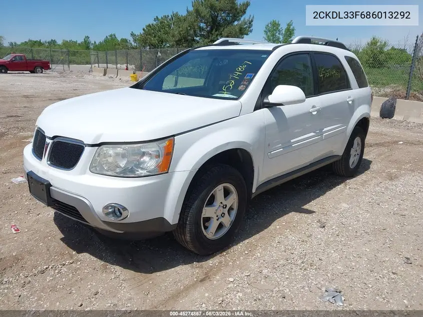 2008 Pontiac Torrent VIN: 2CKDL33F686013292 Lot: 45274867