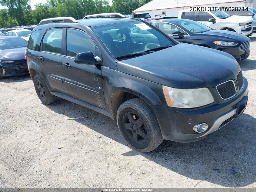 2008 Pontiac Torrent VIN: 2CKDL33F486028714 Lot: 45441746