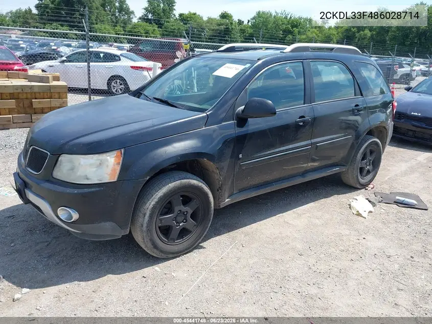 2008 Pontiac Torrent VIN: 2CKDL33F486028714 Lot: 45441746