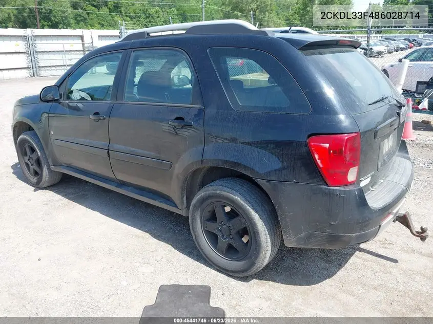 2008 Pontiac Torrent VIN: 2CKDL33F486028714 Lot: 45441746