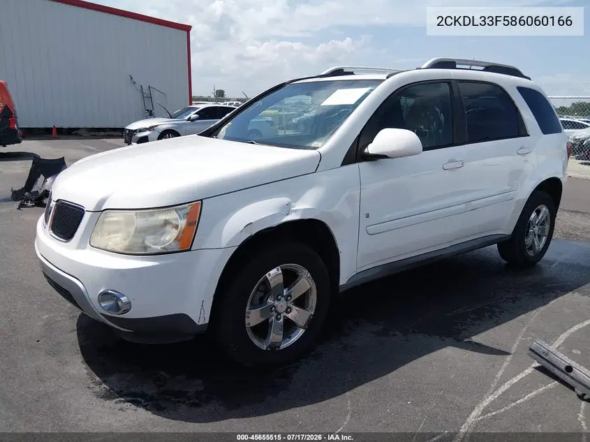 2008 Pontiac Torrent VIN: 2CKDL33F586060166 Lot: 45655515