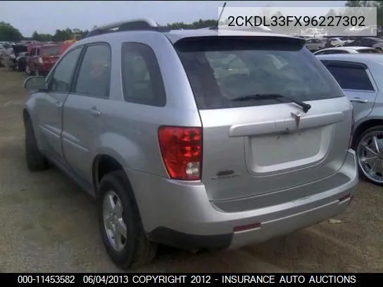 2009 Pontiac Torrent VIN: 2CKDL33FX96227302 Lot: 11453582