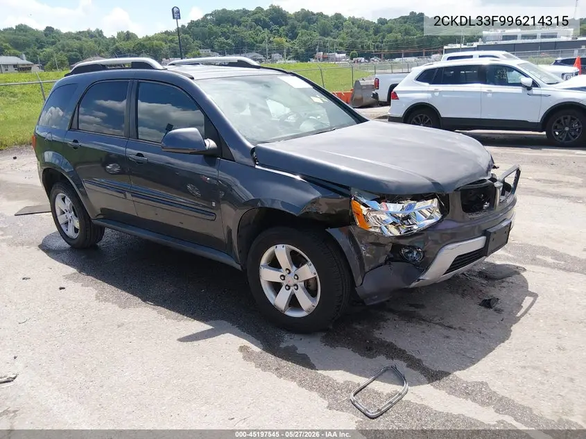 2009 Pontiac Torrent VIN: 2CKDL33F996214315 Lot: 45197545