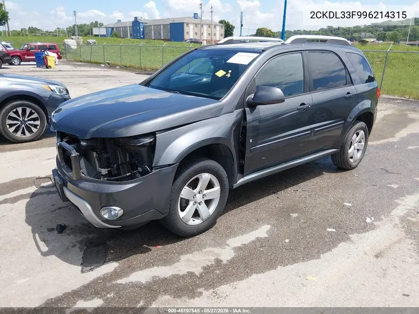 2009 Pontiac Torrent VIN: 2CKDL33F996214315 Lot: 45197545