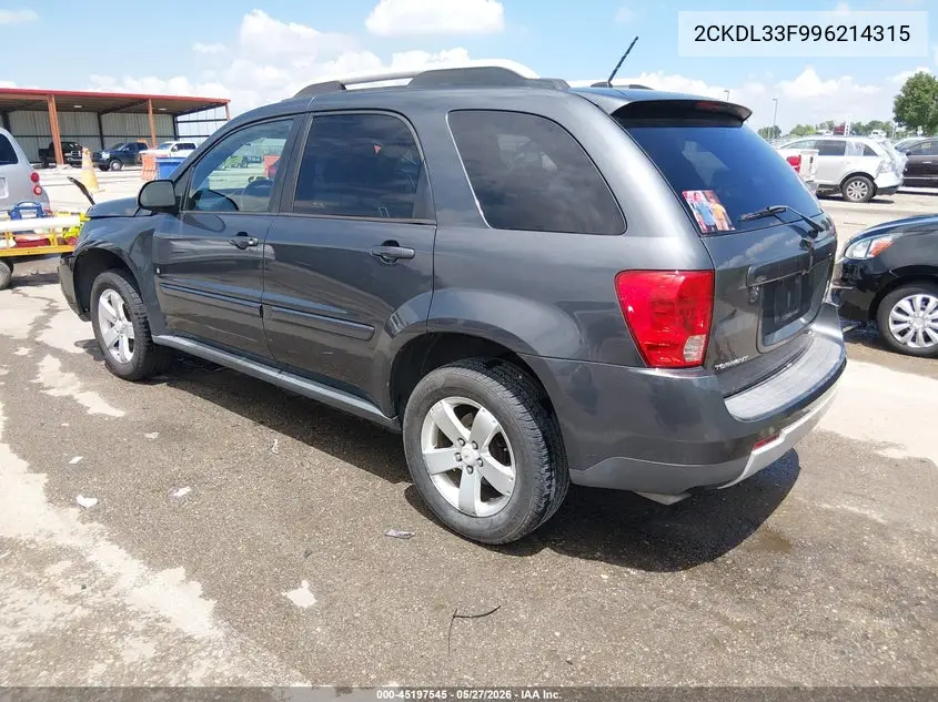 2009 Pontiac Torrent VIN: 2CKDL33F996214315 Lot: 45197545