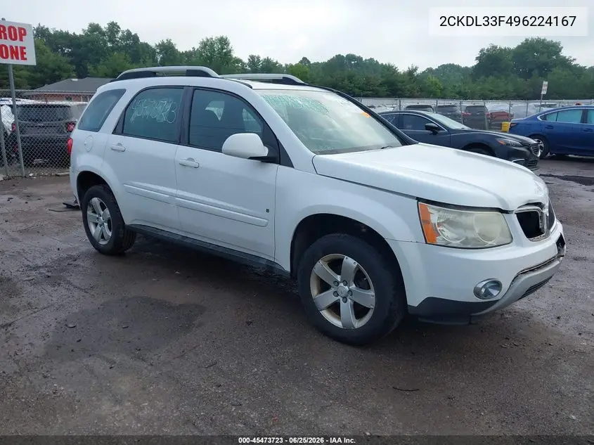 2009 Pontiac Torrent VIN: 2CKDL33F496224167 Lot: 45473723