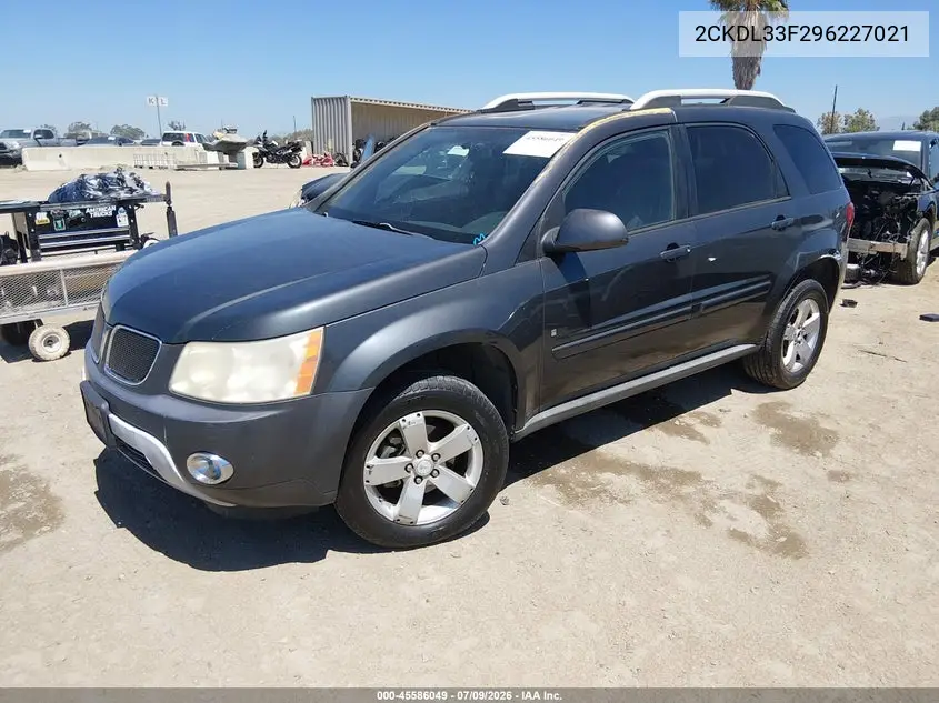 2009 Pontiac Torrent VIN: 2CKDL33F296227021 Lot: 45586049