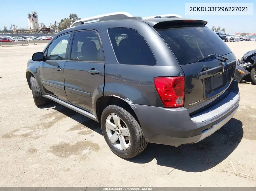 2009 Pontiac Torrent VIN: 2CKDL33F296227021 Lot: 45586049