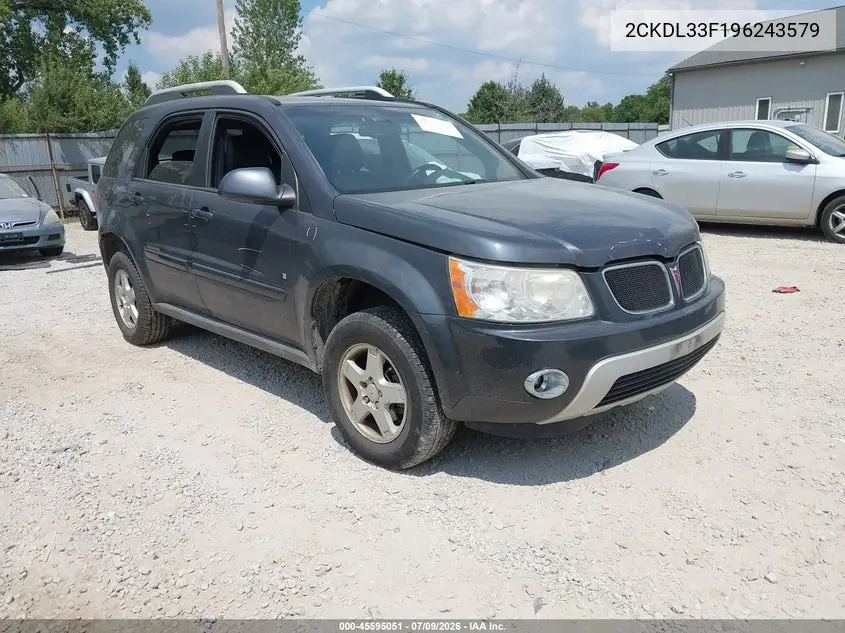 2009 Pontiac Torrent VIN: 2CKDL33F196243579 Lot: 45595051