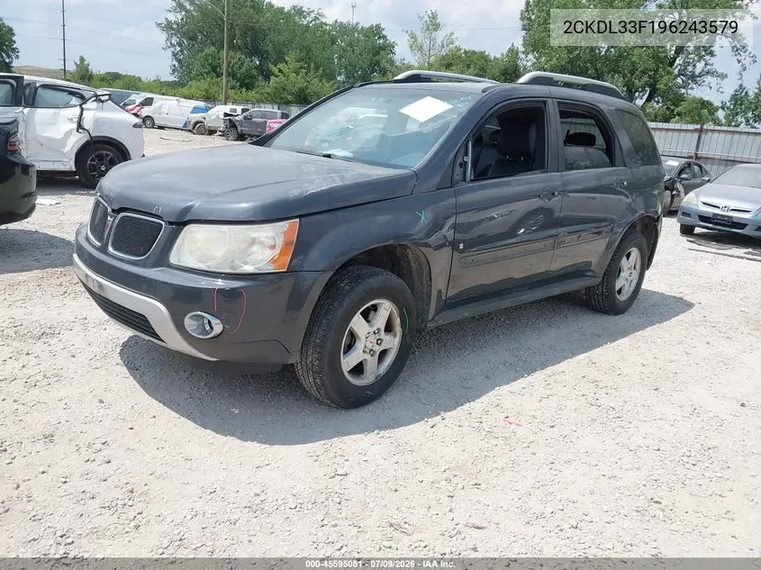 2009 Pontiac Torrent VIN: 2CKDL33F196243579 Lot: 45595051