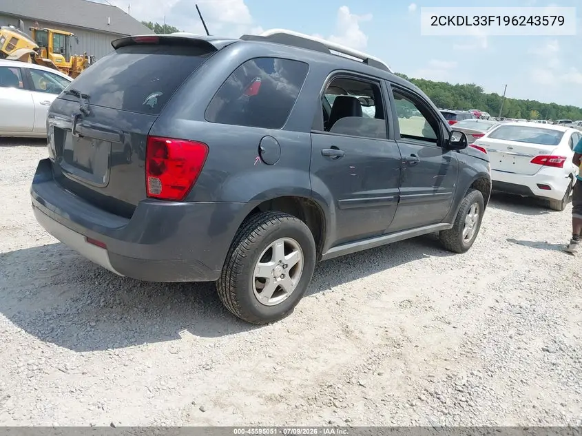 2009 Pontiac Torrent VIN: 2CKDL33F196243579 Lot: 45595051