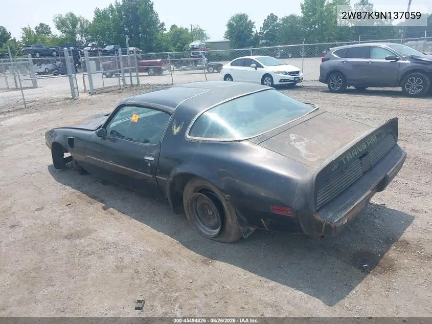 1979 Pontiac Trans Am VIN: 2W87K9N137059 Lot: 45494826