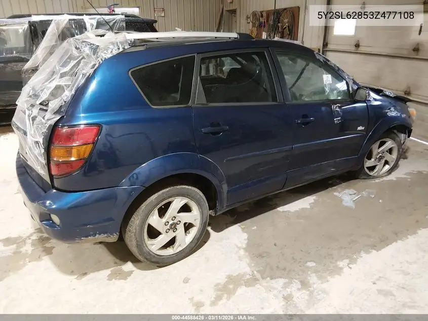 2003 Pontiac Vibe VIN: 5Y2SL62853Z477108 Lot: 44588426
