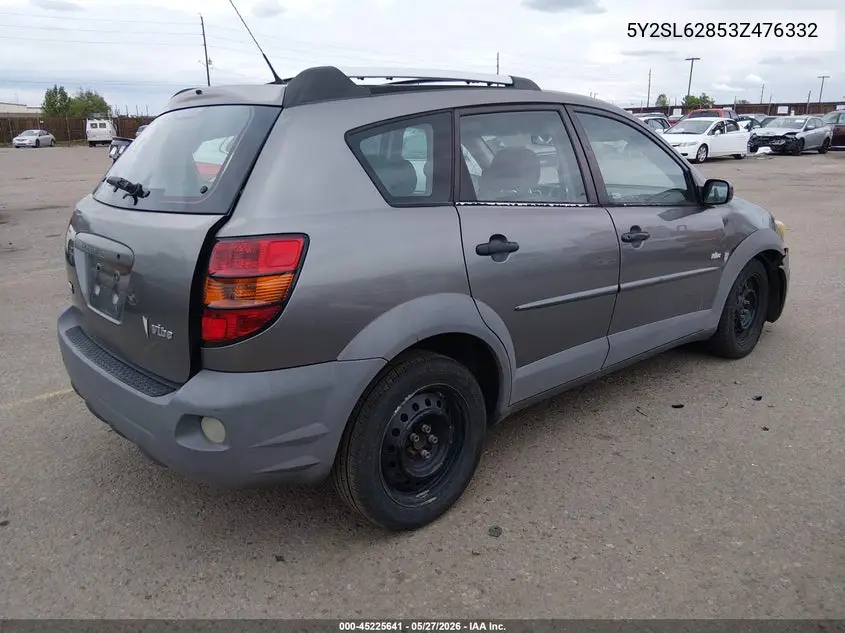 2003 Pontiac Vibe VIN: 5Y2SL62853Z476332 Lot: 45225641