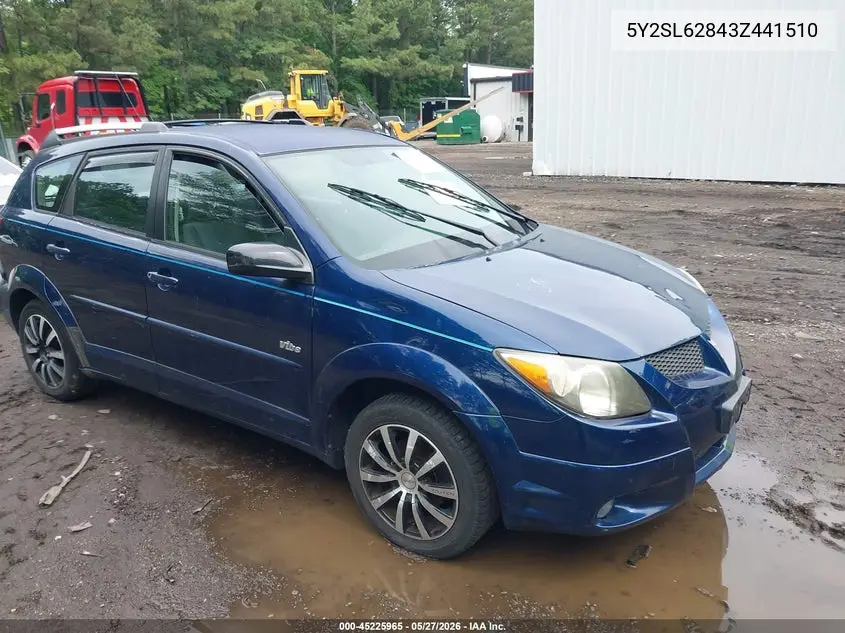 2003 Pontiac Vibe VIN: 5Y2SL62843Z441510 Lot: 45225965