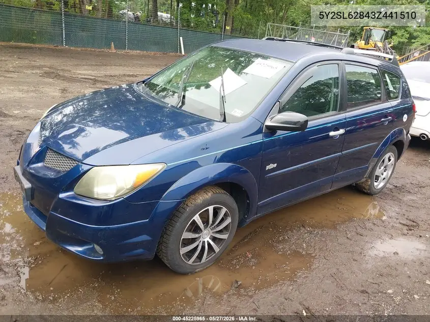 2003 Pontiac Vibe VIN: 5Y2SL62843Z441510 Lot: 45225965