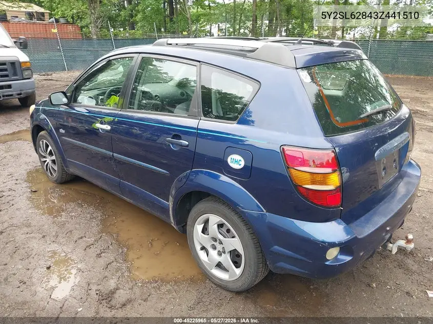 2003 Pontiac Vibe VIN: 5Y2SL62843Z441510 Lot: 45225965