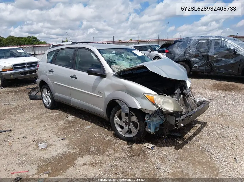 2003 Pontiac Vibe VIN: 5Y2SL62893Z405733 Lot: 45363538