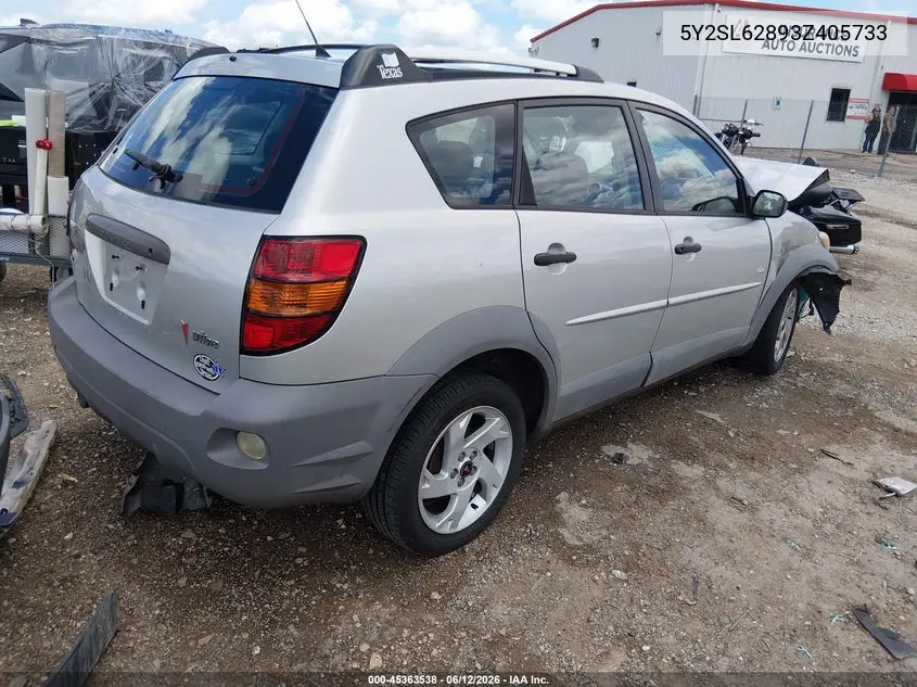 2003 Pontiac Vibe VIN: 5Y2SL62893Z405733 Lot: 45363538