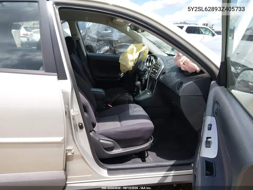 2003 Pontiac Vibe VIN: 5Y2SL62893Z405733 Lot: 45363538