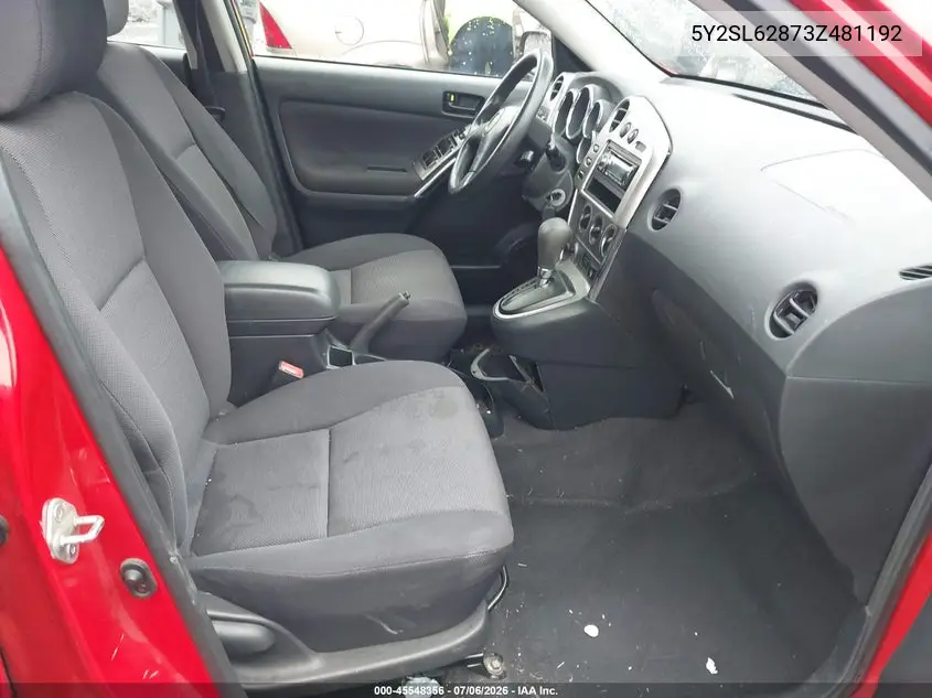 2003 Pontiac Vibe VIN: 5Y2SL62873Z481192 Lot: 45548356