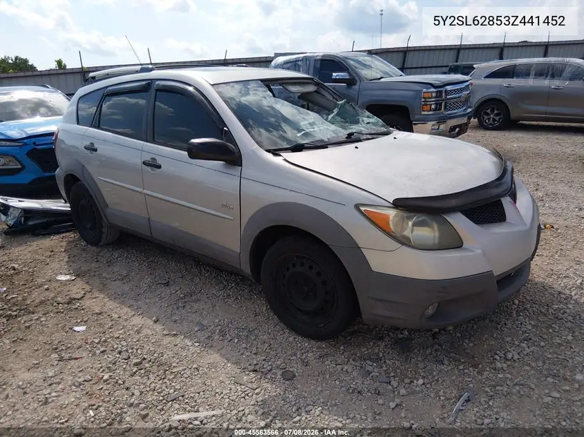 2003 Pontiac Vibe VIN: 5Y2SL62853Z441452 Lot: 45563566