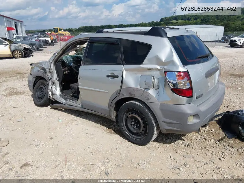 2003 Pontiac Vibe VIN: 5Y2SL62853Z441452 Lot: 45563566