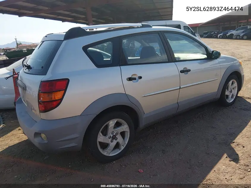 2003 Pontiac Vibe VIN: 5Y2SL62893Z464474 Lot: 45596793
