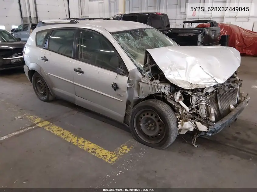 2003 Pontiac Vibe VIN: 5Y2SL628X3Z449045 Lot: 45671924