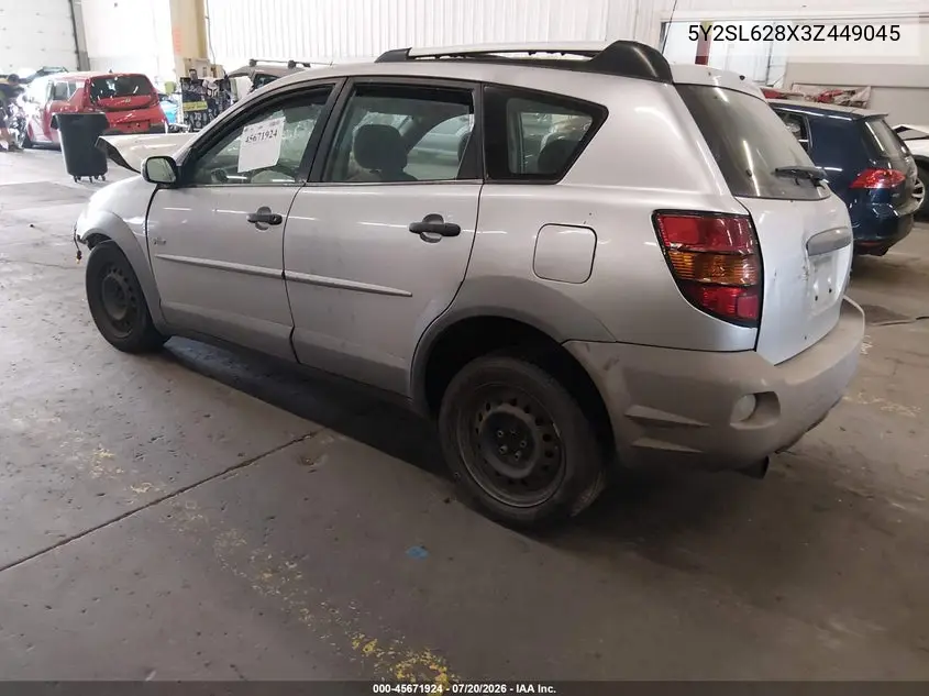 2003 Pontiac Vibe VIN: 5Y2SL628X3Z449045 Lot: 45671924