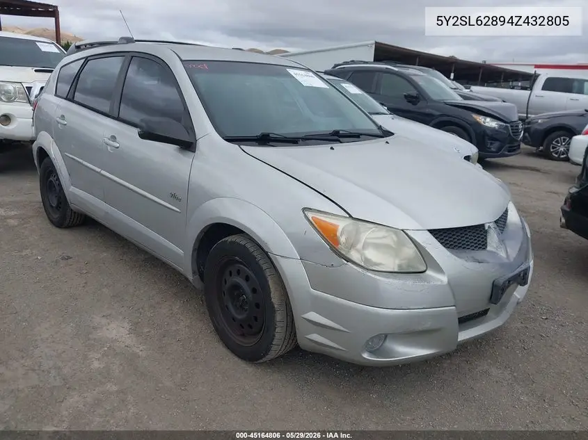 2004 Pontiac Vibe VIN: 5Y2SL62894Z432805 Lot: 45164806