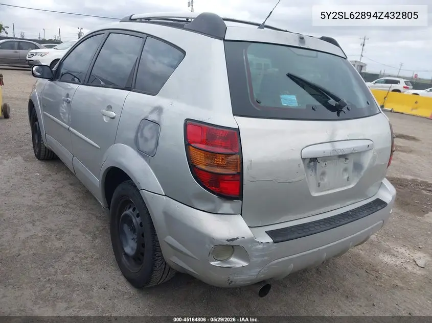 2004 Pontiac Vibe VIN: 5Y2SL62894Z432805 Lot: 45164806