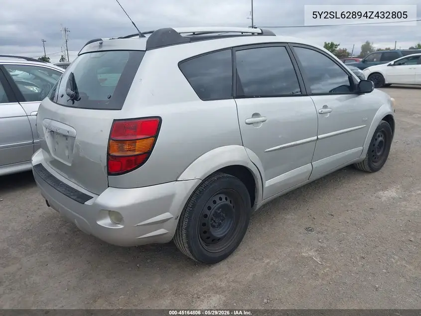 2004 Pontiac Vibe VIN: 5Y2SL62894Z432805 Lot: 45164806