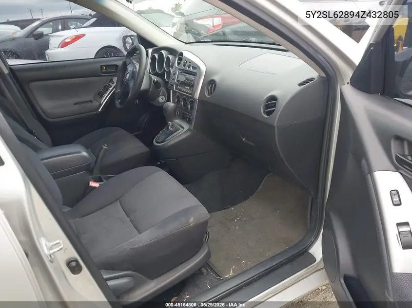 2004 Pontiac Vibe VIN: 5Y2SL62894Z432805 Lot: 45164806
