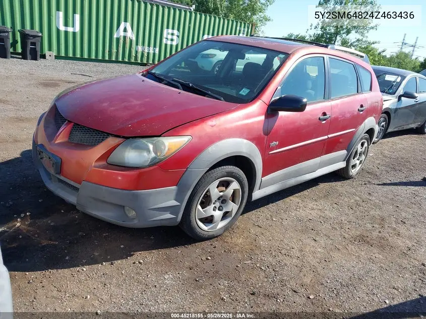 2004 Pontiac Vibe VIN: 5Y2SM64824Z463436 Lot: 45218155