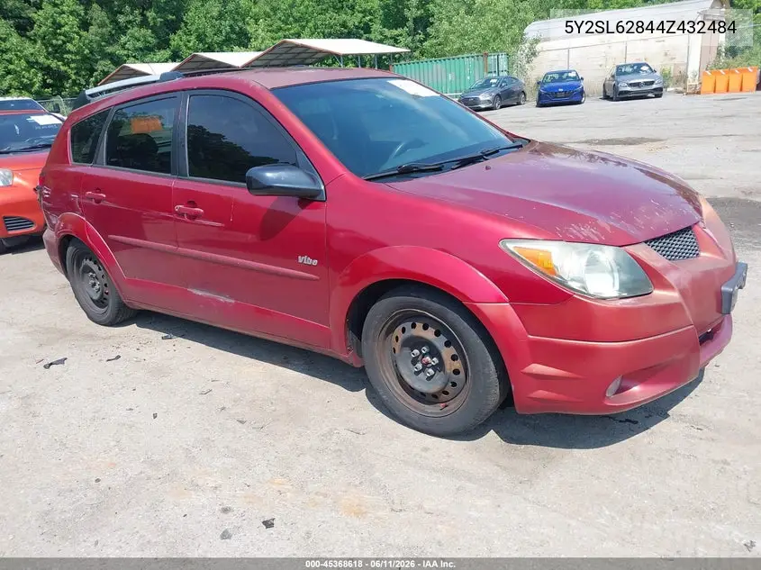 2004 Pontiac Vibe VIN: 5Y2SL62844Z432484 Lot: 45368618