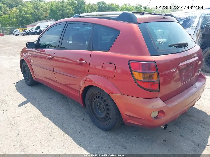 2004 Pontiac Vibe VIN: 5Y2SL62844Z432484 Lot: 45368618