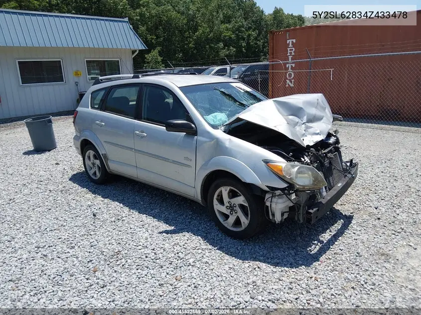 2004 Pontiac Vibe VIN: 5Y2SL62834Z433478 Lot: 45522569