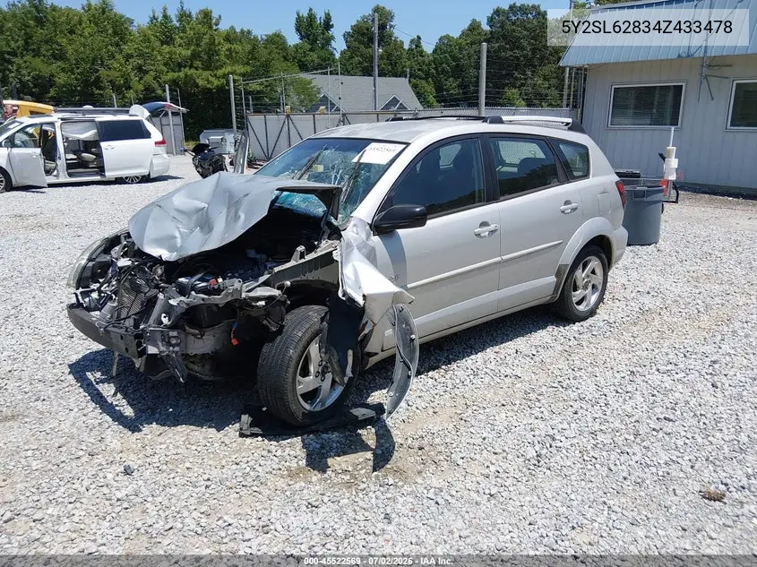 2004 Pontiac Vibe VIN: 5Y2SL62834Z433478 Lot: 45522569