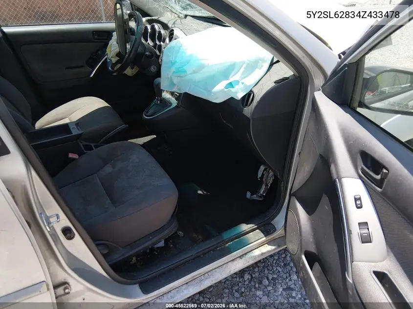 2004 Pontiac Vibe VIN: 5Y2SL62834Z433478 Lot: 45522569