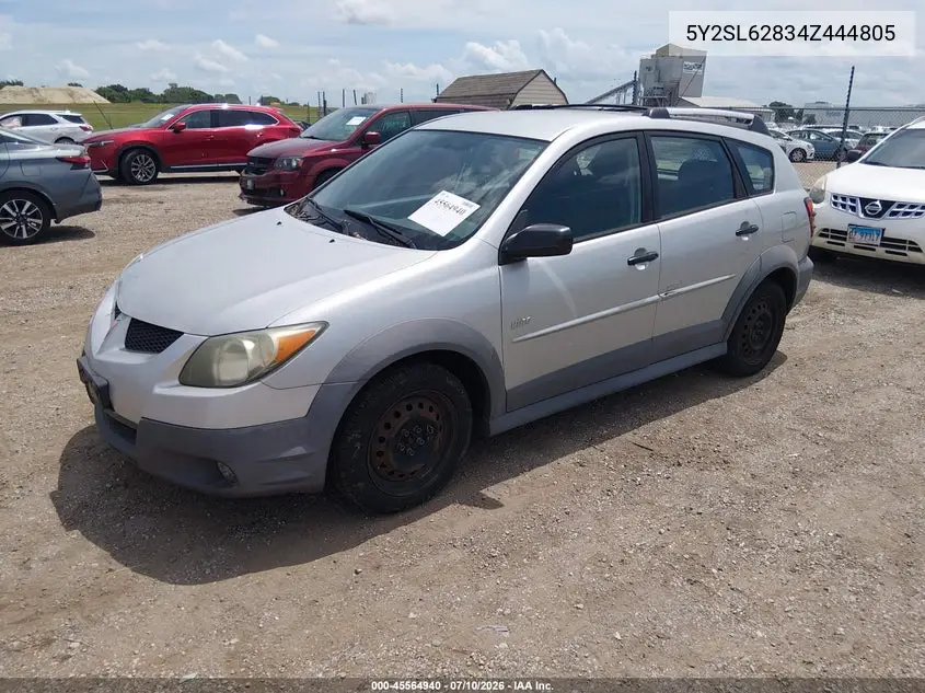 2004 Pontiac Vibe VIN: 5Y2SL62834Z444805 Lot: 45564940