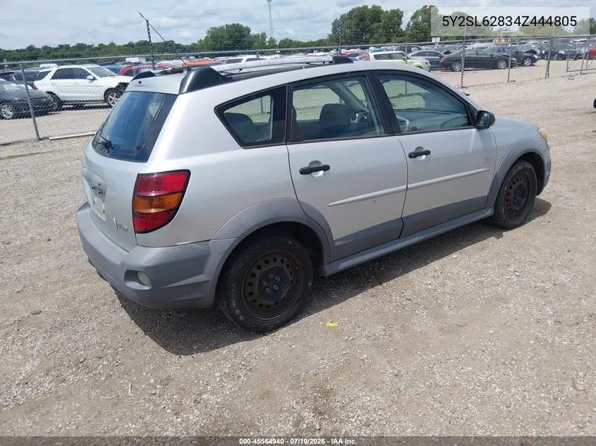 2004 Pontiac Vibe VIN: 5Y2SL62834Z444805 Lot: 45564940