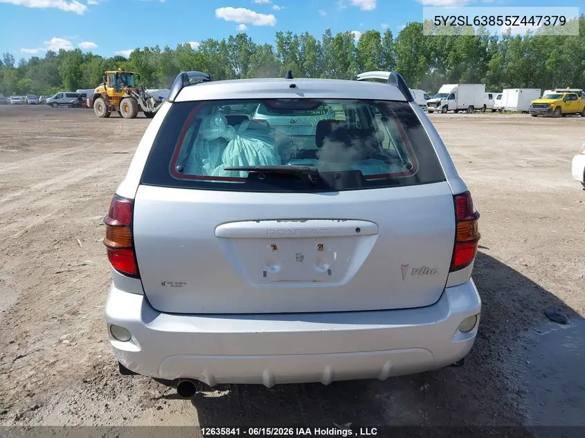 2005 Pontiac Vibe VIN: 5Y2SL63855Z447379 Lot: 12635841