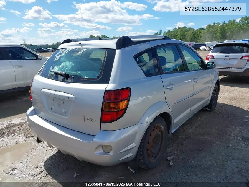 2005 Pontiac Vibe VIN: 5Y2SL63855Z447379 Lot: 12635841