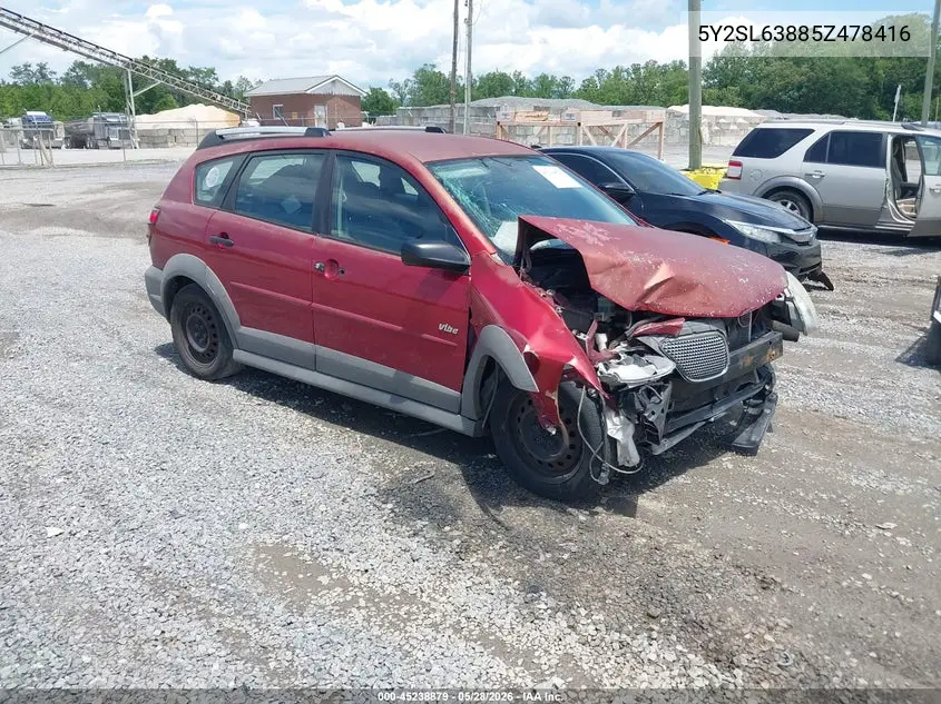 2005 Pontiac Vibe VIN: 5Y2SL63885Z478416 Lot: 45238879