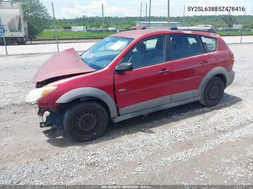 2005 Pontiac Vibe VIN: 5Y2SL63885Z478416 Lot: 45238879